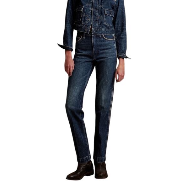 Banana Republic Roper Vintage Straight Jean 25 High Rise Dark Wash - Picture 11 of 11